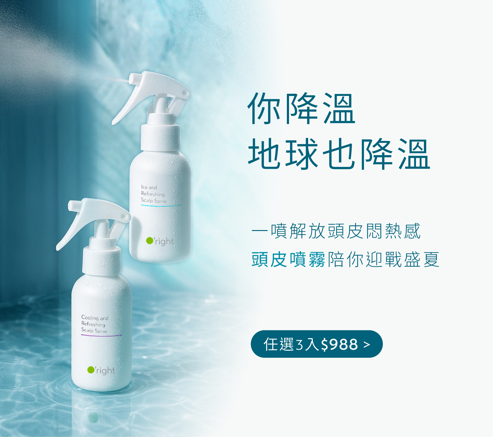 你降溫地球也降溫｜頭皮噴霧/乾洗髮任選三入$988