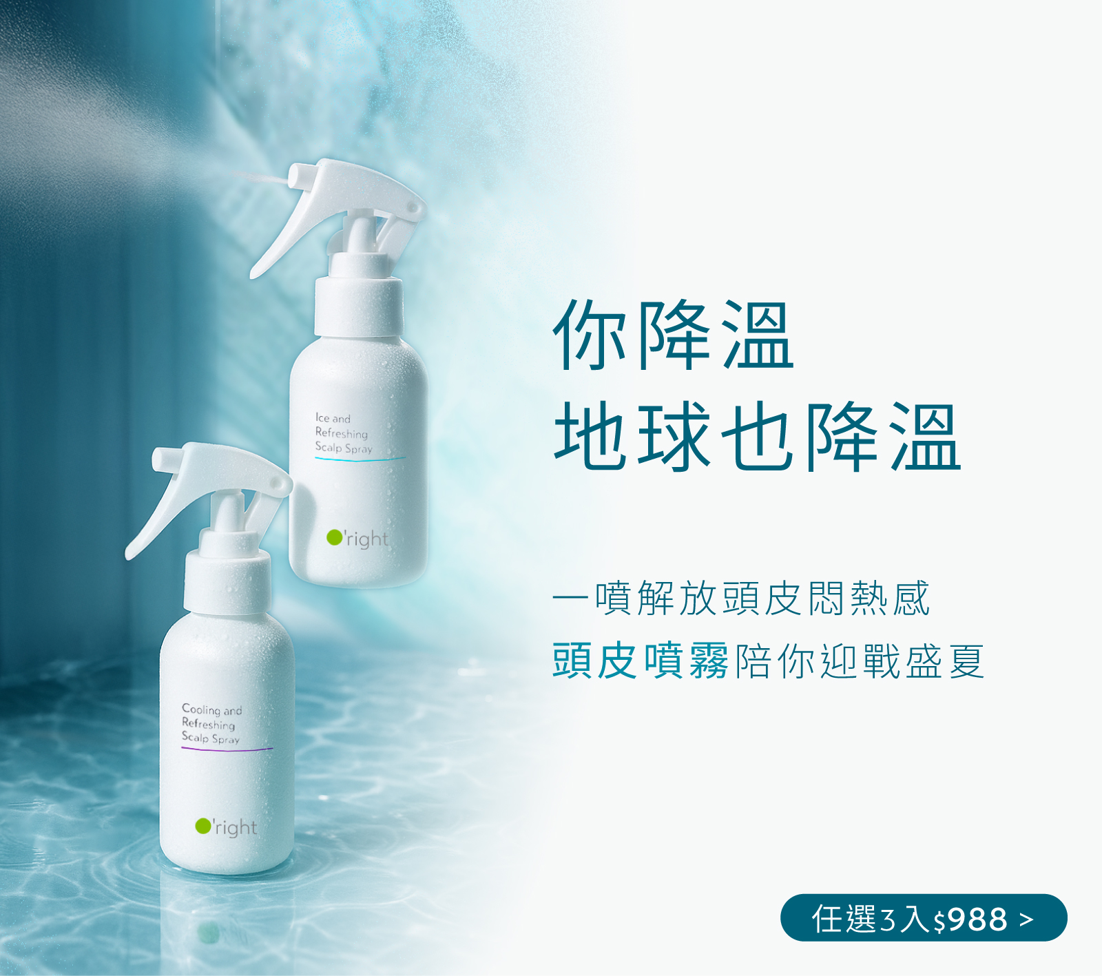 你降溫地球也降溫｜頭皮噴霧/乾洗髮任選三入$988