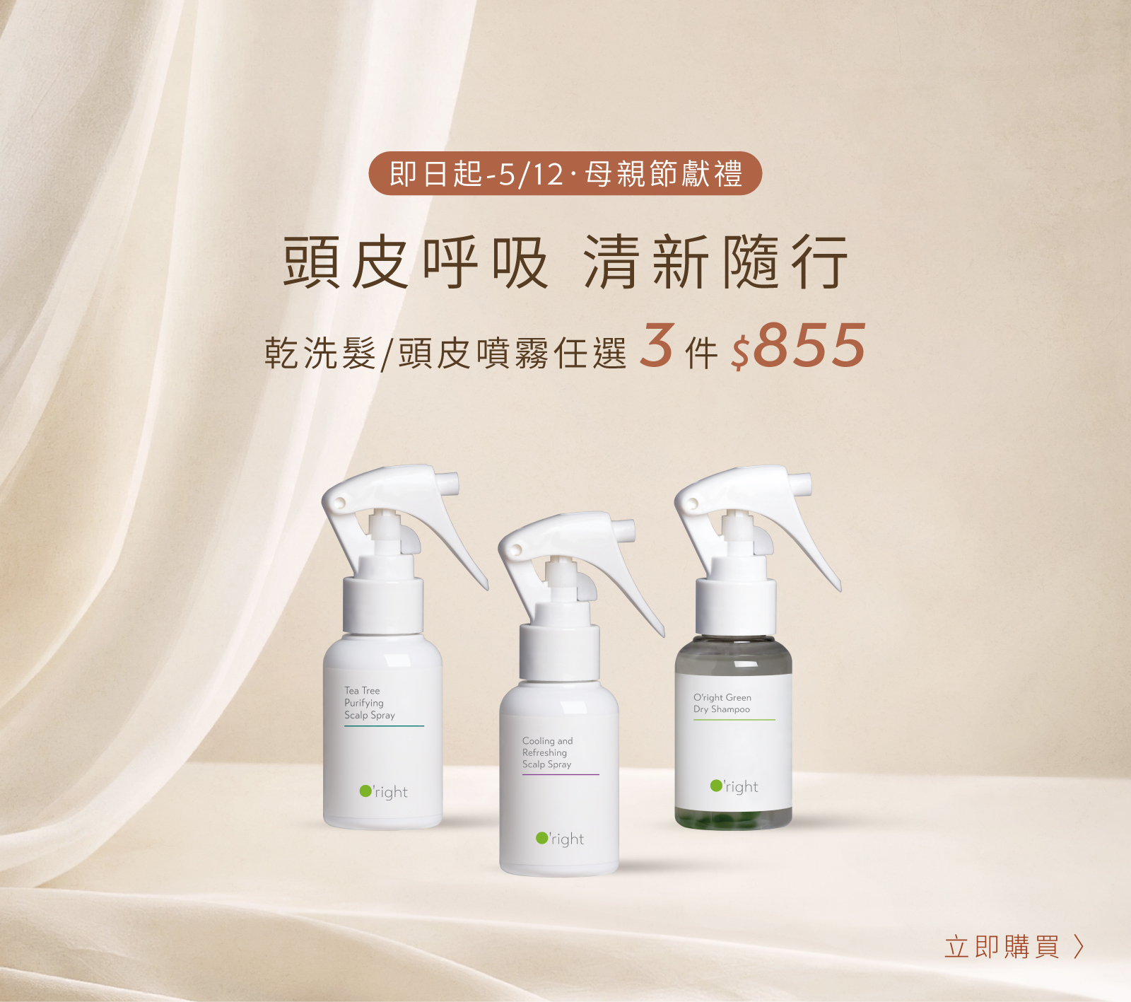 [母親節獻禮] 頭皮噴霧/乾洗髮▸3件$855